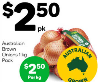 Woolworths Australian Brown Onions 1 kg offer