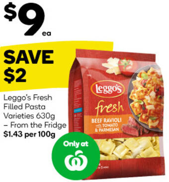 Woolworths Leggo's Fresh Filled Pasta Varieties 630g offer