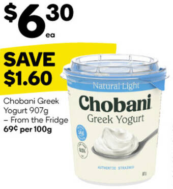 Woolworths Chobani Greek Yogurt 907g offer