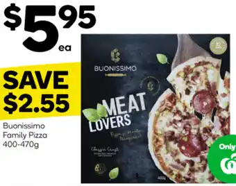 Woolworths Buonissimo Family Pizza 400-470g offer