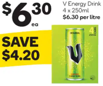 Woolworths V Energy Drink 4 x 250ml offer