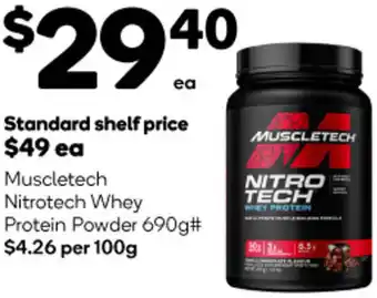 Woolworths Muscletech Nitrotech Whey Protein Powder 690g offer