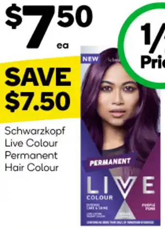 Woolworths Schwarzkopf Live Colour Permanent Hair Colour offer