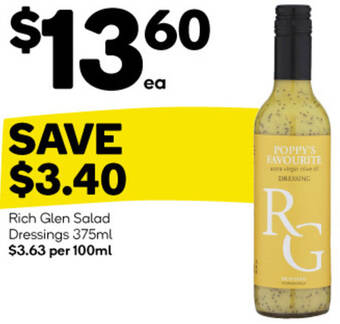 Woolworths Rich Glen Salad Dressings 375ml offer