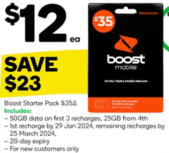 Woolworths Boost Starter Pack $35 offer