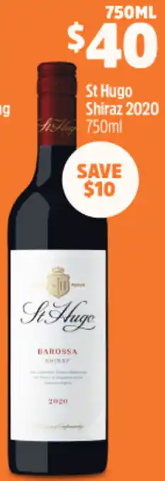 Woolworths St Hugo Shiraz 2020 750ml offer