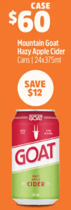 Mountain Goat Hazy Apple Cider Cans 24x375ml