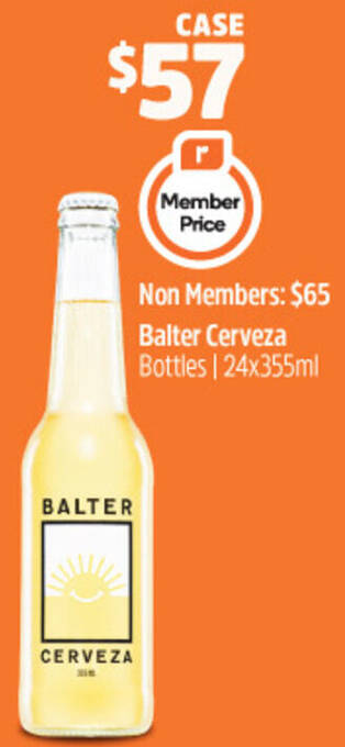 Woolworths Balter Cerveza Bottles 24x355ml offer