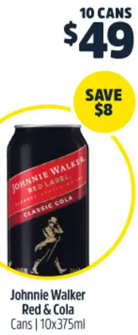 Johnnie Walker Red & Cola Cans 10x375ml