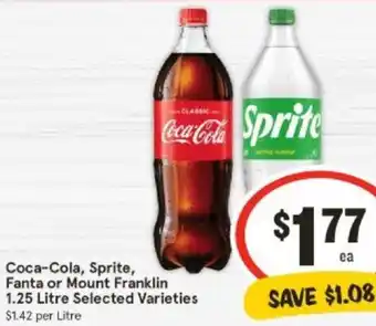 IGA Coca-Cola, Sprite, Fanta or Mount Franklin 1.25 Litre offer