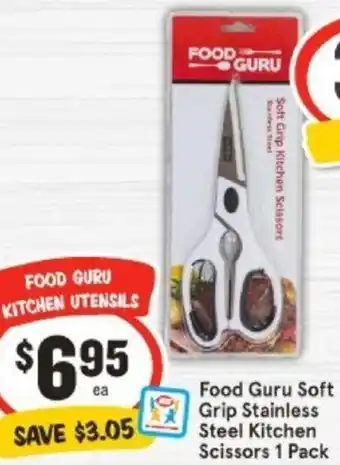 IGA Food Guru Soft Grip Stainless Steel Kitchen Scissors 1 Pack offer