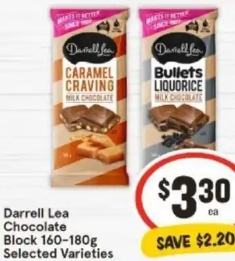 IGA Darrell Lea Chocolate Block 160-180g offer