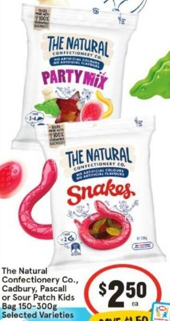 IGA The Natural Confectionery Co., Cadbury, Pascall or Sour Patch Kids Bag 150-300g offer