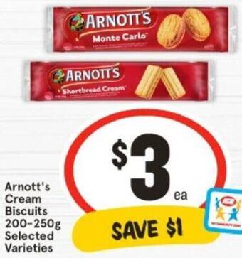 IGA Arnott's Cream Biscuits 200-250g offer