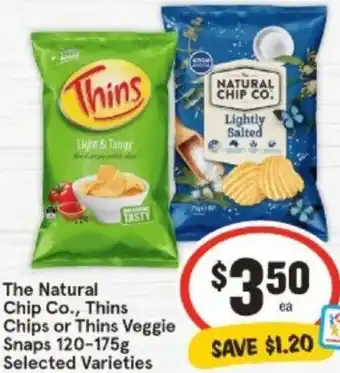The Natural Chip Co., Thins Chips or Thins Veggie Snaps 120-175g