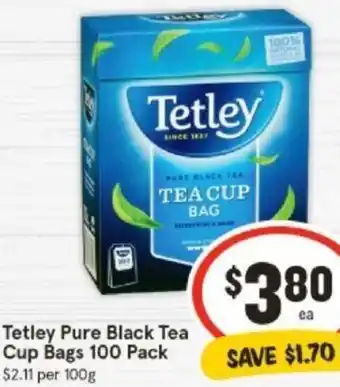 Tetley Pure Black Tea Cup Bags 100 Pack