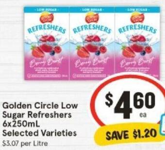 IGA Golden Circle Low Sugar Refreshers 6x250mL offer