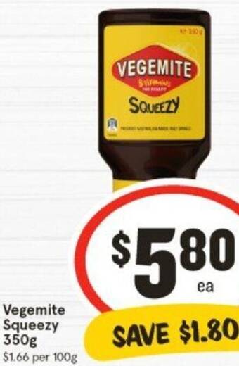 IGA Vegemite Squeezy 350g offer