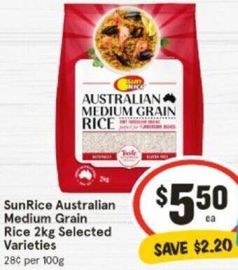 IGA SunRice Australian Medium Grain Rice 2kg offer