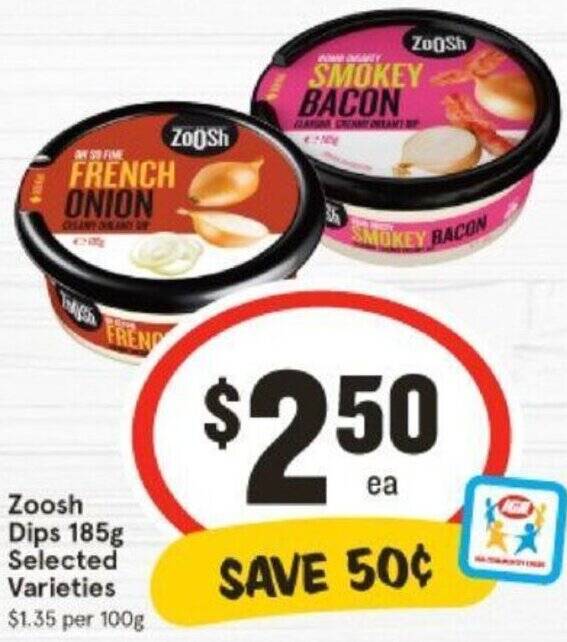 Zoosh Dips 185g offer at IGA