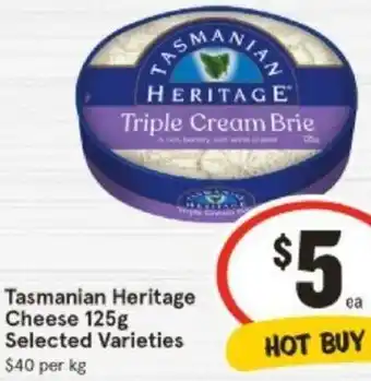 IGA Tasmanian Heritage Cheese 125g offer