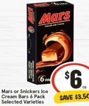 IGA Mars or Snickers Ice Cream Bars 6 Pack offer