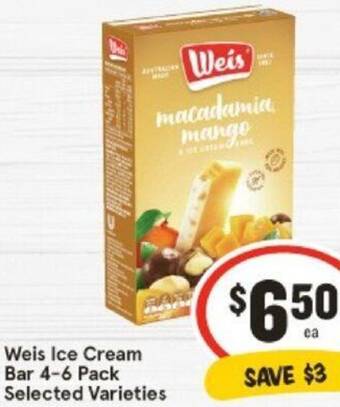 IGA Weis Ice Cream Bar 4-6 Pack offer