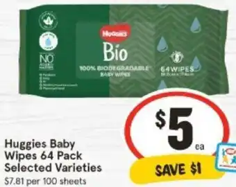 IGA Huggies Baby Wipes 64 Pack offer