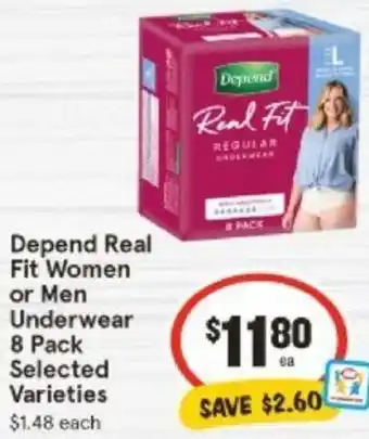 Depend Real Fit Women or Men Underwear 8 Pack