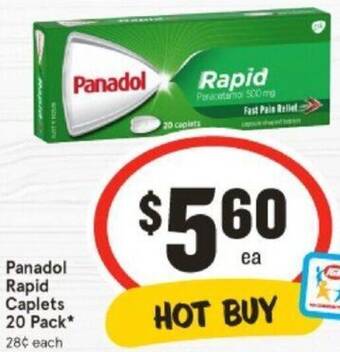 IGA Panadol Rapid Caplets 20 Pack offer