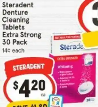 IGA Steradent Denture Cleaning Tablets Extra Strong 30 Pack offer