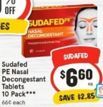 IGA Sudafed PE Nasal Decongestant Tablets 10 Pack offer