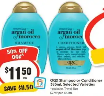 IGA OGX Shampoo or Conditioner 385mL offer