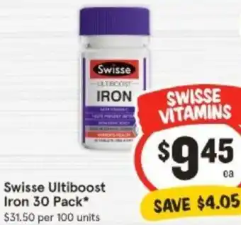 IGA Swisse Ultiboost Iron 30 Pack offer