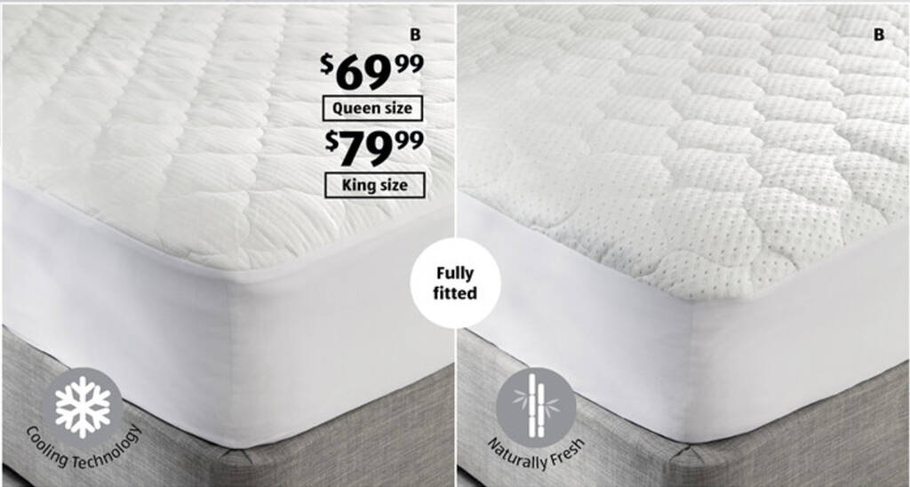 Cooling or Bamboo Mattress Protector Queen Size offer at ALDI