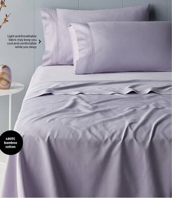 ALDI 480 Thread Count Bamboo Cotton Fitted Sheet Set - Queen Size offer