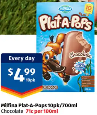 ALDI Milfina Plat-A-Pops 10pk/700ml offer