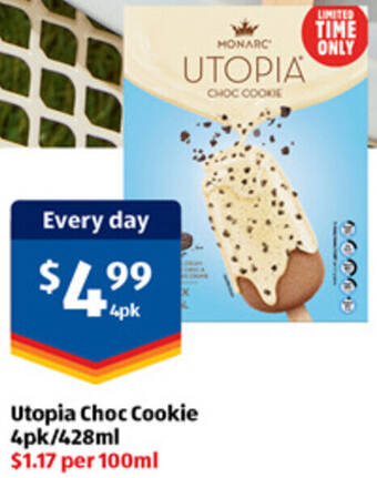 ALDI Utopia Choc Cookie 4pk/428ml offer