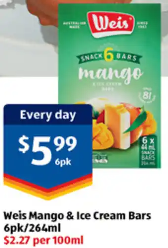 ALDI Weis Mango & Ice Cream Bars 6pk/264ml offer