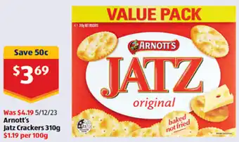 ALDI Arnott's Jatz Crackers 310g offer