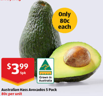 ALDI Australian Hass Avocados 5 Pack offer