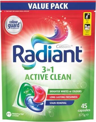 BIG W Radiant 45-pack laundry capsules - active clean offer
