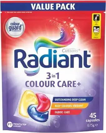 BIG W Radiant 45-pack laundry capsules - colour care+ offer