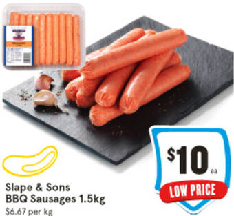 IGA Slape & Sons BBQ Sausages 1.5kg offer