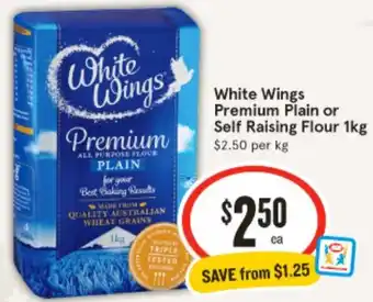 White Wings Premium Plain or Self Raising Flour 1kg