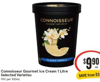 IGA Connoisseur Gourmet Ice Cream 1 Litre offer