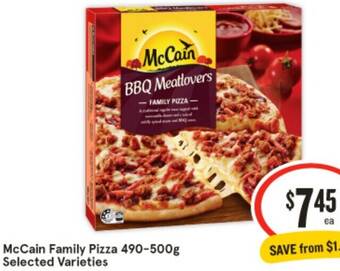 IGA McCain Family Pizza 490-500g offer