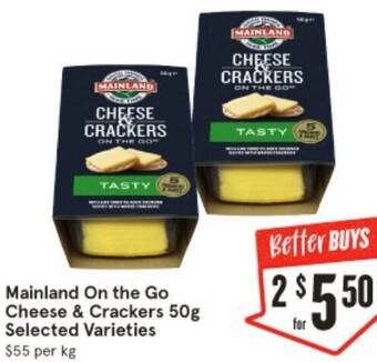 IGA Mainland On the Go Cheese & Crackers 50g offer