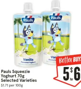 IGA Pauls Squeezie Yoghurt 70g offer