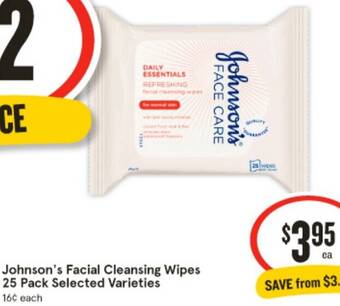 IGA Johnson's Facial Cleansing Wipes 25 Pack offer